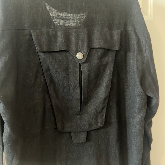 VTG 90s Joon Collection black  linen blend jacket size Large lagen look casual - Picture 11 of 13